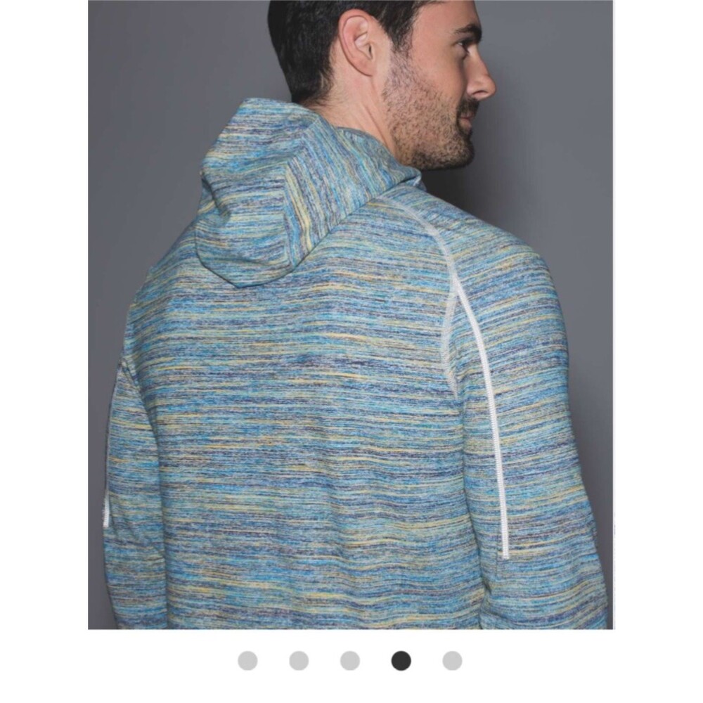 lululemon Surge Warm Blue Yellow Space-Dye Quarter-Zip Hoodie Large - Picture 3 of 16